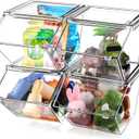 Yerliker Clear Plastic Storage Bins with Lids Large Stackable Pantry Storage Organizer Bins Kitchen Organization Cabinet Organizers Ideal Containers for Fridge, Kitchen, Cabinets, Bathroom (4 Pcs)