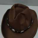 Kids Western Cowboy Hat Wide Brim with Band Wool Felt Vintage Jazz Fedora Cowgirl Hats for 3-7 Years Boys Girls (Medium, Coffee-q2)