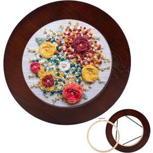 XEmbro 8 Inch Wood Embroidery Hoop Frame for Hanging Sewing Ornaments, Decorative Round Embroidery Frame for Display Finished Embroidery & Cross Stitch Arts
