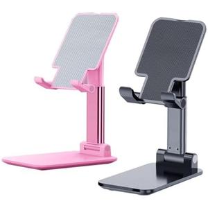 OGMAPLE 2 Pcs MT-6 Cell Phone Holder, Adjustable Angle and Height, Anti-Slip Silicone Pad, Foldable and Portable, Compatible with 4-8 Inch Devices(Black+Pink)