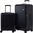 Kaleenie 2 pieces 20/29 Aluminum Frame Carry On and Checked Luggage Set with Side Opening, Lightweight Hardshell ABS+PC Trunk Suitcase with TSA Lock, 360 Universal Wheels & Adjustable Handle, Black