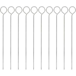 12 PCS 8 Inch Stainless Steel BBQ Skewers, Shish Kebab Kabob Metal Kebob Sticks, Reusable Grilling Skewers for Turkey Shrimp Chicken Fruit Vegetable Meat Beef