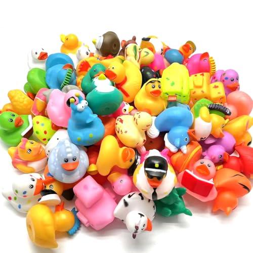 LINICE 24 Pcs Rubber Ducks, Random Assortment Ducks Bulk, Mini Rubber Duckies for Toddler Baby Bath Toys, Kids Bath Pool Toys Birthday Gifts Party Favors