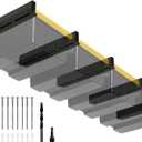 Overhead Garage Storage Rack 4-Bin, Heavy Duty Ceiling Racks w/ 400 LBS Load Capacity for Utility Bin, Powder Coated Tote Rack for Garages, Sheds, Storerooms,(5 PCS, for 4 Bins)