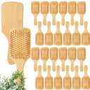 10 Pcs Bamboo Hair Brush, Bulk Round-tipped Bamboo Bristles Detangling Brush Paddle Lightweight Massage Anti Static for Women Men and Children, Stimulates Scalp for Hair Growth (Large, Count, 10)
