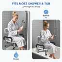 BRITULIF Adjustable Shower Chair with Arms & Back, Stable Heavy Duty 550lbs Safety Bathtub Seat with Non-Slip Feet, Rust-Resistant Aluminum Frame & Tool-Free Assembly for Elderly & Disabled