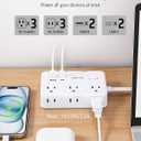 DEPOW Surge Protector Power Strip with Flat Plug, 10 FT Extension Cord with 6 AC Outlets 4 USB Ports(2 USB-C),1050J Surge Protection, Wall Mountable Charging Station for Office, Home, White