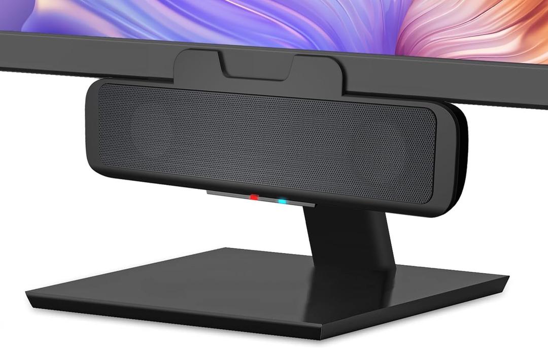 Cyber Acoustics USB & Bluetooth Speaker Bar (CA-2890BT) USB Powered Speaker with Speakerphone for PC and Bluetooth to Simultaneously Connect to Smartphones, Clamps to Monitor, Convenient Controls