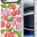 for iPhone Air Case Cute - Compatible with Magsafe - Military-Grade 20 ft Drop Protection Shockproof Phone Case - Funny Checkered Cherry Design for iPhone 17 Air (6.5") Glitter Clear