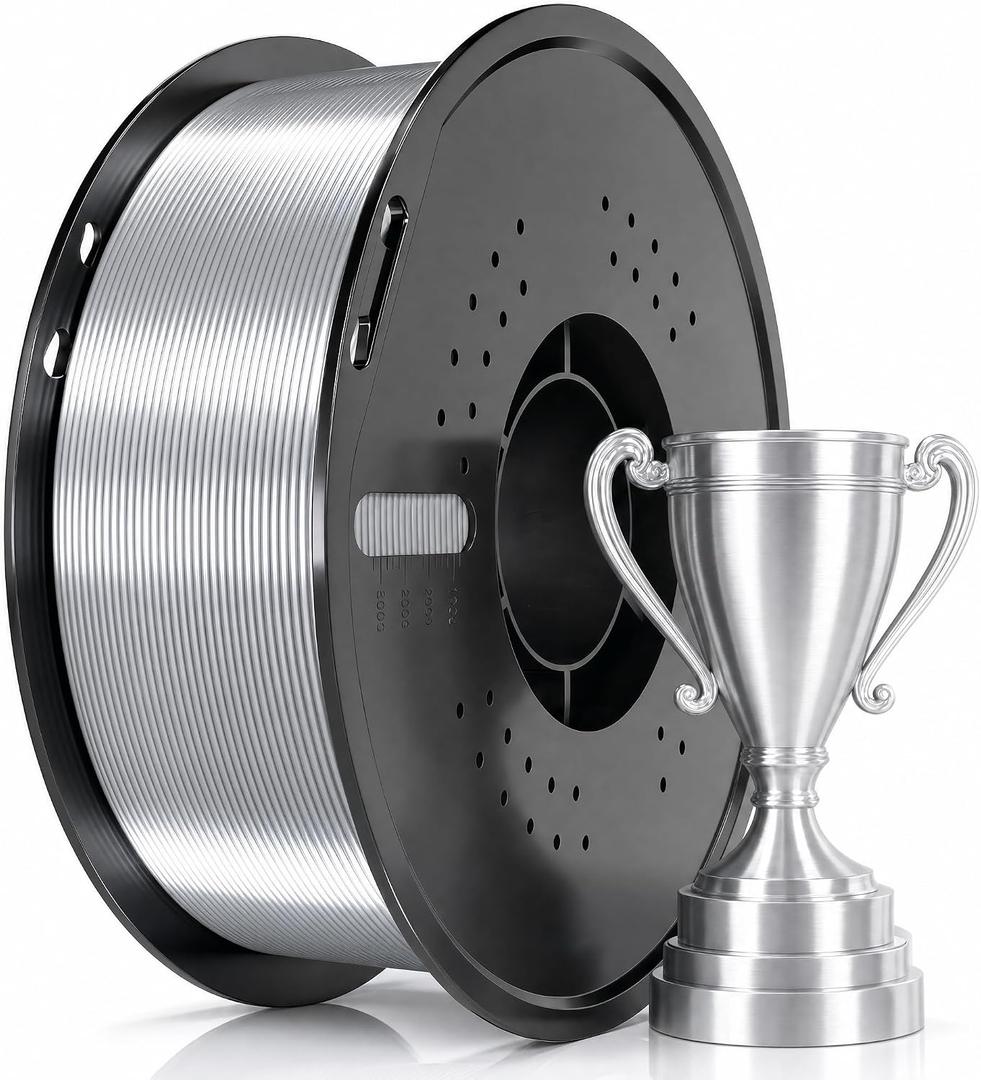 Silk PLA Filament 1.75mm+/-0.02mm,1kg (2.2lbs)/Spool, MetalSliver