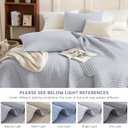 Sanracie Cotton Oversized King Bedspread(128"x120"), Cornflower Blue Soft Stonewashed Extra Large Wide Oversized Quilt Set Cross Stitch Lightweight Crinkle Coverlet Set 3Pcs for All Season