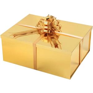 UoeRing Gold Extra Large Gift Box 2Pcs 22x17x9 inch, luxury Gift Box with Lid for Presents Birthday Christmas Valentine's Day (Includes Pull Bows,Card,Envelope,Filler)