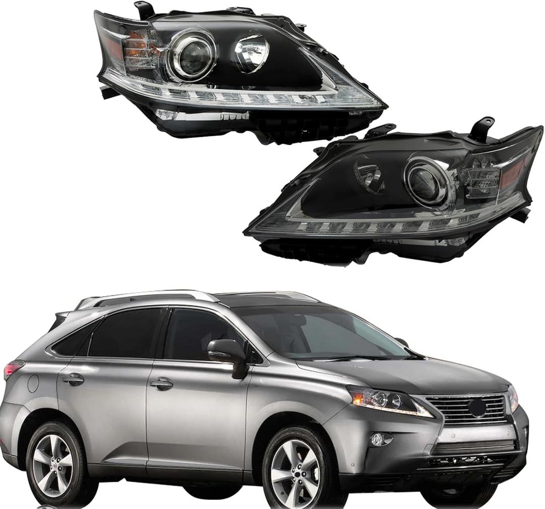 Silscvtt Driver and Passenger Side Headlight Assembly Replacement for Lexus RX350 RX450h 2013-2015 HID Xenon Halogen w/DRL w/o AFS Headlamp LH+RH