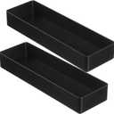 Teling 2 Pcs 4 Piece Large Black Rectangular Desk Organizer Set, Half Accessory Tray, Plastic Tabletop Organizer for Office, Home, or Study, Dimensions: 9.45 x 2.95 x 1.38 Inches