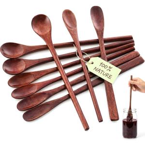 HANSGO 9PCS Wooden Honey Spoons, Mixing Coffee spoon with Long Handle for Jam Dessert Stirring