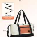 Weekender Bags for Women, Stylish Travel Duffel Bag with Removable Waterproof Pouch & Adjustable Strap, Cabin Bags 40x20x25, 20L Underseat Holdall Travel Bag-Cinnamon Tricolo