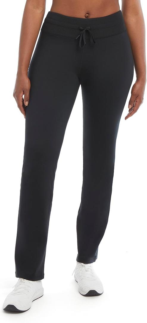 Jockey Womens Tie Waist Yoga Flare Pants (X-Large, Deep Black)