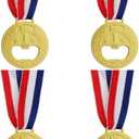 Cabilock 4PCS NO. 1 Bottle Opener Gold Medal Beer Opener Creative Gold Medals Jar Opener Beer Lid Remover Wine Beer Accessories for Competitions Party