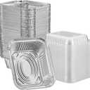 GUSTO [1 lb - 100 Count Disposable Aluminum Foil Pans with Clear Dome Lids, 5x4 Takeout Pans Great for Baking, Cooking, Storage, and Freezing 