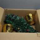 24 inch Green Pre-lit Mini Fiber Optic Christmas Tabletop Tree with Gold Pot and Adaptor 