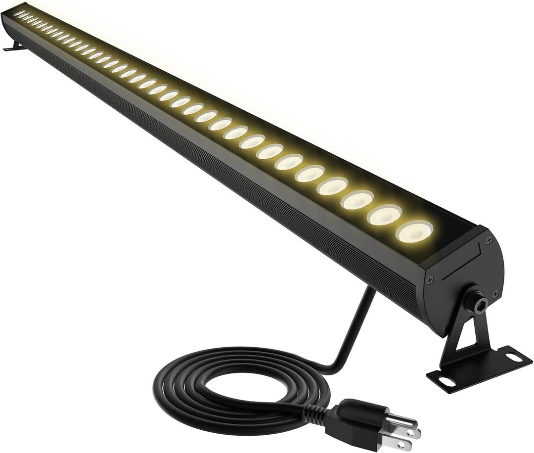 Outdoor LED Wall Washer Light Bar 40 Inch, 3000K Warm White Waterproof Heavy-Duty Strip Light (IP65), 6.5ft Plug-&-Play