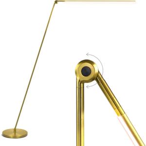 Brightech Libra LED Floor Lamp - Contemporary Minimalist Standing Lamp - Floor Reading Lamp for Over Chair - Adjustable Pivoting LED Head with Built-in Dimmer and Color Changing LED - Brass