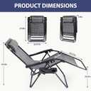 Sweetcrispy Zero Gravity Chairs, Set of 2 Portable Recliner Beach Camping Patio Outdoor Folding Lounge Chair with Cup Holder Trays and Adjustable Pillow for Poolside, Garden, Backyard, Lawn (Grey), 2pcs