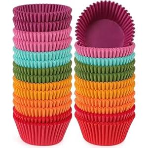 CHENZEM 1000 Count Rainbow Paper Cupcake Liners, Standard Cupcake Liners for Baking, Natural, Food-grade Cupcake Wrapper, Greaseproof Parchment Muffin Liners (Rainbow, 1.4 Inch)