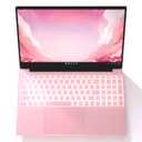 Auusda Business Laptop Computer for Work, Notebook PC for College Students, 15.6" FHD Display, 4-Core Processor, Backlit Keyboard, Fingerprint ID, Up to 10TB Storage, 8GB DDR4 RAM, 512GB NVMe, Pink