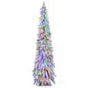 6-ft Pre-Lit Slim Flocked Xmas Decoration Christmas Tree with 11 Modes - 250 LED Lights