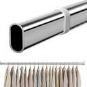 Oval Closet Rod 18-88 Inch Adjustable Closet Rods for Hanging Clothes Heavy Duty Silver Poles Bar with End Supports Rust Proof Wardrobe Rod for Laundry Room RV