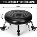 FLOLXNB Low Rolling Stool, Low Stool with Wheels, PU Leather Low Roller Seat Chair, Rolling Seat Stool for Home Office Garage Shop (Style 2)