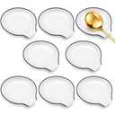 Irenare 2 Pcs Ceramic Spoon Rest for Stove Top 3.74 x 3.54 Inch Porcelain Spoon Holder Utensil Rest Dishwasher Safe Cradle for Home Kitchen Accessories (Black Edge)