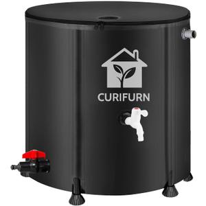 200 Gal Collapsible Rain Barrel with Spigot, Filter and Overflow Kit, Black