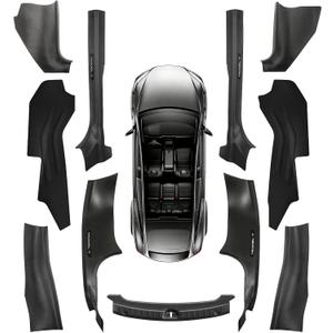 11PCS Carbon Fiber Door Sill Protector Model Y Juniper 2025 2026 8Pcs Door Sill Protector and 2Pcs Center Console Anti-Kick Pads and Rear Bumper Guard for Tesla Model Y Juniper Accessories