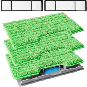 KEEPOW Reusable Mop Pads Refills, Mop Replacement Pads Compatible with Shark Vac Mop VM252 VM180 VM401 VM200 VC205 VM250 QM250 VM190, Hardwood Floor Mop Pad with Upgraded Dirt Chamber (1+2+3 Pads)