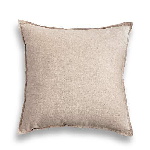 Jeanerlor Cotton Linen Soft Soild Decorative Square Throw Pillow Covers Set Cushion Case for Sofa Bedroom Car24 x 24 Inch 60 x 60cm, Light Linen Pack of 2