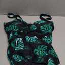 Tempt Me Women Ruched Slimming One Piece Swimsuits Tummy Control Vintage Bathing Suits, XXL,Black Green-Leaves