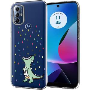 Unov Case for Moto g Play 2023/g Power 2022/g Pure 2021, Crystal Clear with [Anti-Slip Embossed Pattern], Shockproof Slim Protective [Anti-Yellowing TPU] Back Cover, Rainbow Dinosaur