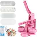 2026 Button Maker Machine 2.25 Inch (58mm), No Installation Required Pin Maker Kit for Button Making, DIY Pink Badge Maker Button Press with 30 Badge Supplies & Circle Cutter