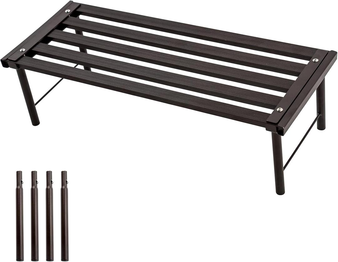 Metal Plant Stand, Rust-proof Aluminum Flower Pot Stand, Heavy Duty Planter Display Shelving for Patio Balcony Garden Living Room Decorative (Ebony, 23.6 Inch)