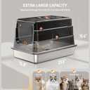 Stainless Steel Cat Litter Box with Lid, Enclosed Extra Large Metal Litter Pan for Big Cats, Full Flip Cover High Sided LitterBox Include Scoop, Easy Cleaning, Non-Stick, Black