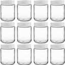 Suwimut 12 Pack Glass Mason Jars, 6 oz Regular Mouth Small Glass Canning Jars Storage Containers with Airtight Lids for Jelly, Jam, Honey, Beans, Pickles, Spice, Yogurt, Food Storage
