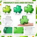 Threehoney 4 Pcs St Patricks Day Disco Mirrored Shamrock Decoration Green Table Centerpieces Irish Clover Signs Ornament Tiered Tray Decor for Holiday Party Office Shelf Home Decoration