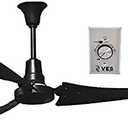 VES 56" Moisture Resistant Matte Black Ceiling Fan with 5 amp forward/reverse variable speed wall mount control