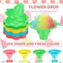 Eaasty 650 Pieces 4 oz Colorful Flower Shaved Ice Cups Plastic Snow Cone Cups Small Leak Proof Plastic Slush Snack Ice Cream Bowls