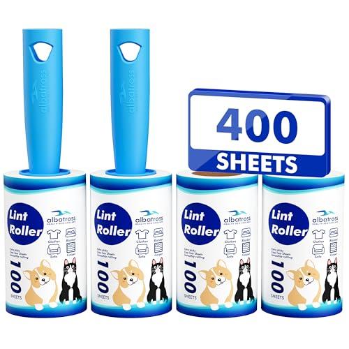 Extra Sticky Lint Roller, Mega Value Set 400 Sheets for Pet Hair Removal, Dog and Cat Lint Remover for Clothes, Furniture, Carpet