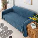Waterproof Couch Covers for Pets Sofa Covers Washable Sectional Couch Cover for 3 Cushion- Cat Scratch Proof Couch Protector Sofa Slipcover, 71'' x 102'', Prussian Blue