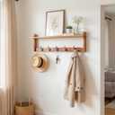 29Inch Wall Mounted Coat Rack with Hooks and Shelf - Large Rustic Wood Coat Hangers for Hats, Keys, Towels, Robes Functional Entryway Wall Organizer for Bathroom, Kitchen, Mudroom Brown