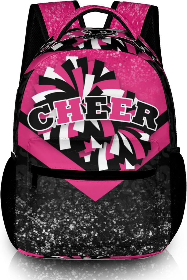 Cheer Backpacks for Cheerleaders, Cheerleading Backpack 16.5in, Cheerleader Gifts for Team (Rose&Black)